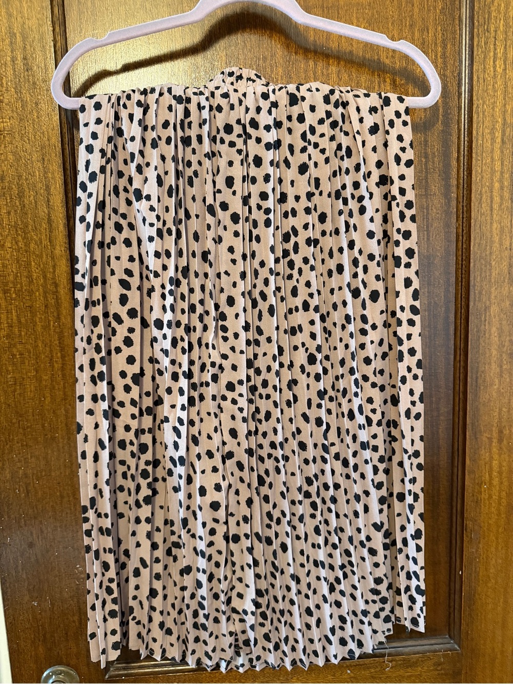 easel Beige Pleated Midi Skirt with Black Spot Print